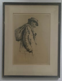 Authentic Etching By Wiilliam Auerbach Levy (1889-1964) Entitled "Marchand D'Habits"