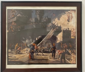 Vintage Print Of Aircraft Carrier By William Draper