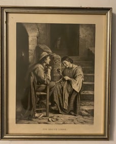 Print By Danish Painter Carl Bloch Titled "Die Erste Liebe"