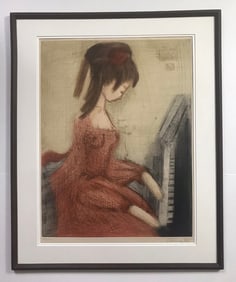 Etching By Etienne Ret Titled Pianist