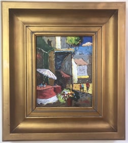 Oil On Canvas Of Paris  Street Scene