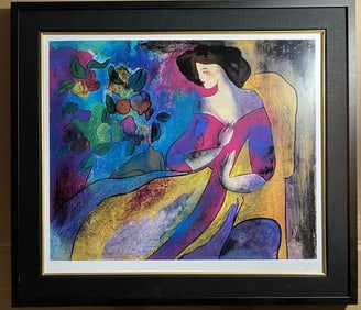 Serio Lithograph By French Artist Linda LeKinff Titled Annabelle