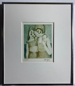 Limited Edition Etching Titled Happy Clowns By Peter Barger. Pencil Signed