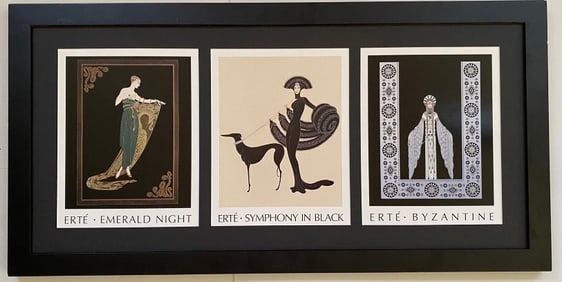 Vintage 3 in 1  Print by Erte- Emerald Night, Symphony In Black, Byzantine