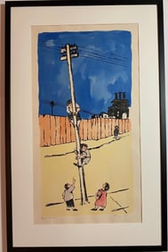 Vintage Pencil Signed Lithograph Titled Social Climbers. Limited Edition 81/100