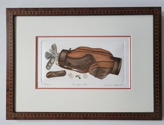 Limited Edition Etching  508/1200 Titled "Tee For Two" Hand Signed  For Barbie Tidwell