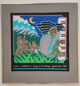 Vintage SILKSCREEN  1987 Orleans Jazz Heritage, Limited Edition. Hand Signed