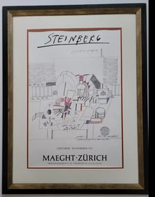 Vintage Color Litho W/ COA By Saul Steinberg 1971 Maeght-Zurich
