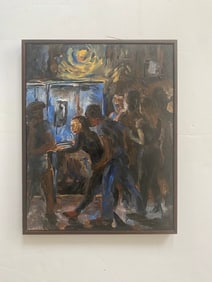 Original Oil On Wood By David Hales Titled "Friends" (1989)