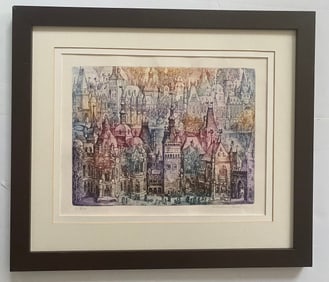Limited Edition Color Etching By Hungarian Artist By Vladimir Szabo (1905 - 1991)