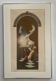 Vintage Lithograph Print Titled "Lady In Tower" By Artist Joy Dunh