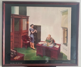 Framed Print Of Edward Hopper's 1940 Oil-on-canvas Painting, "Office At Night".