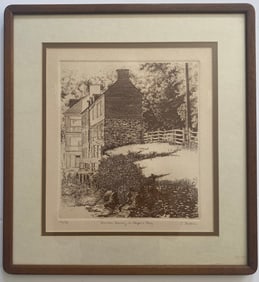 Framed Etching Titled "Summer Morning In Harper's Ferry" By C. Pertain, Numbered 57/150