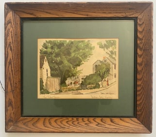 Lithograph Print Titled "The Picket Fence" By William McK. Spierer (1913-1965)