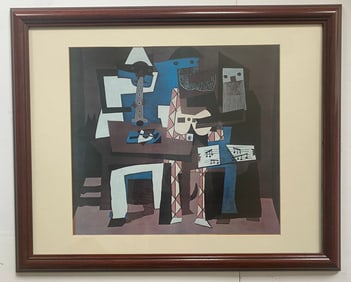 Framed Print Of Pablo Picasso's "Three Musicians," A Notable Example Of Synthetic Cubism Painted In