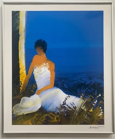 Framed Lithograph Titled "Moment Bleu" By French Artist Emile Bellet With COA