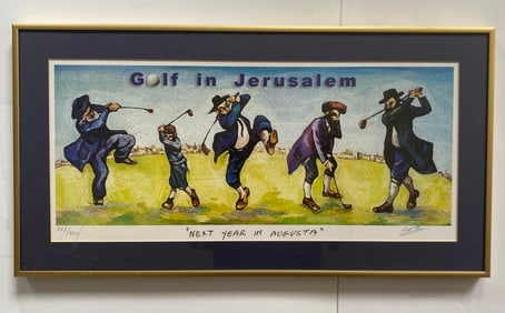 Framed Print Titled "Golf In Jerusalem" By The Artist Udi, Also Known As Udi Merioz.