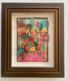 A Vibrant Mixed-media Collage By Artist Susan Ullman, Titled "City Scape".