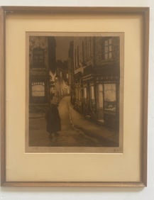 Etching By Belgian Artist Jef Codron (1882-1942) Titled European Street Sceen