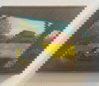 Acrylic On Canvas Titled The Flivver Whic Depicts Vintage Ford Model T Car For Mario Errico