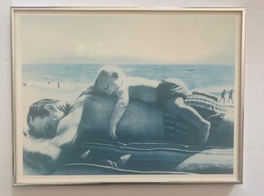 Old Photography Print Of The Photographer A. Bruwell Titled Sonno Profundo. Aged And Discolored