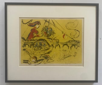 Vintage Print By Marc Chagall Titled Isle Of St. Louis