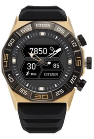 Citizen 2 Sport CZ Smart Gold Ion-Plated Case and Black Silicone Strap Watch