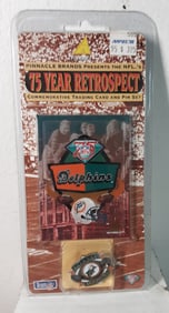 1994 Pinnacle 75 Year Retrospect Miami Dolphins Football Pin Pin-Card Card