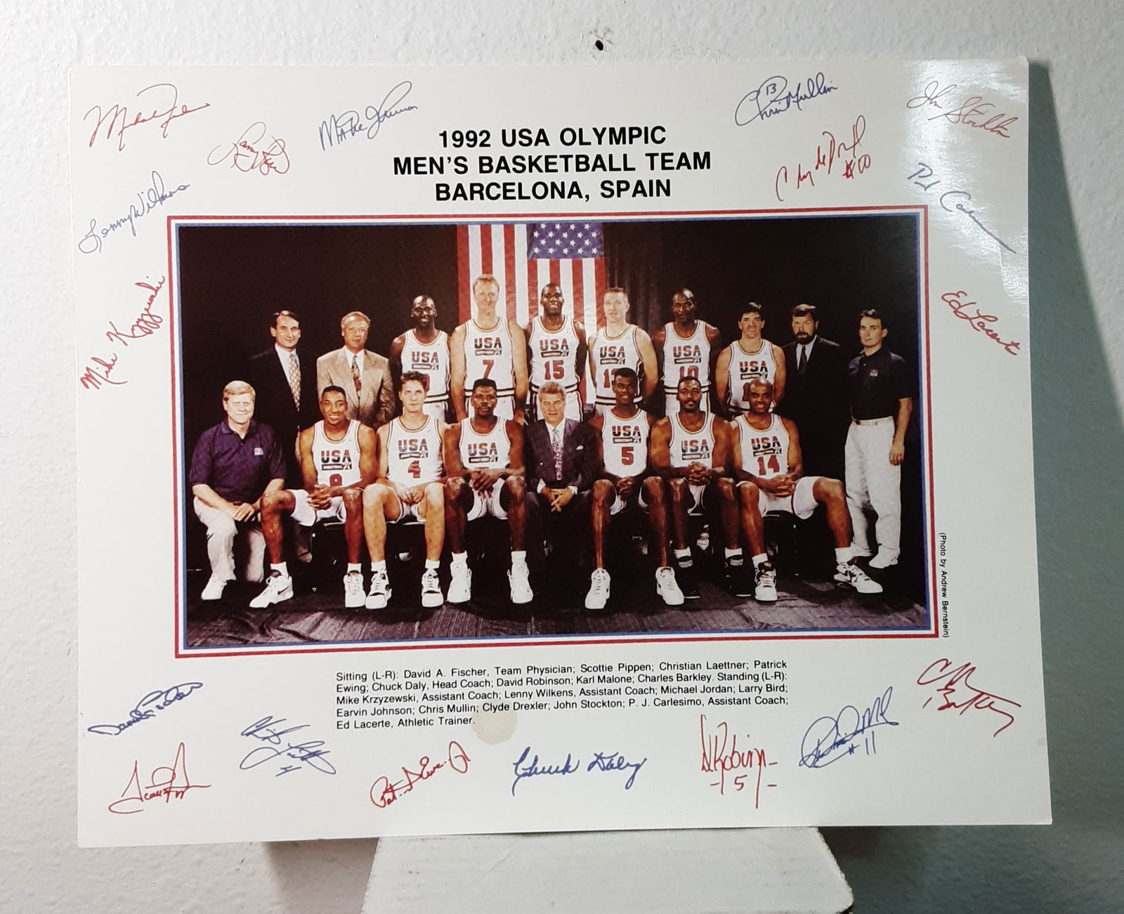 1992 Olympics USA Dream Team Men's Basketball 8x10 Photo •Facsimile Autographs (Lot 3) (1 of 1)