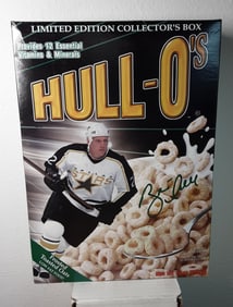 Brett Hull Dallas Stars Hockey about 8x10 Signed "Hull-O's" cereal