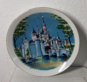 Vintage Disneyland Castle Gold Rim Mini Plate Souvenir Disney 4'' Memorabilia