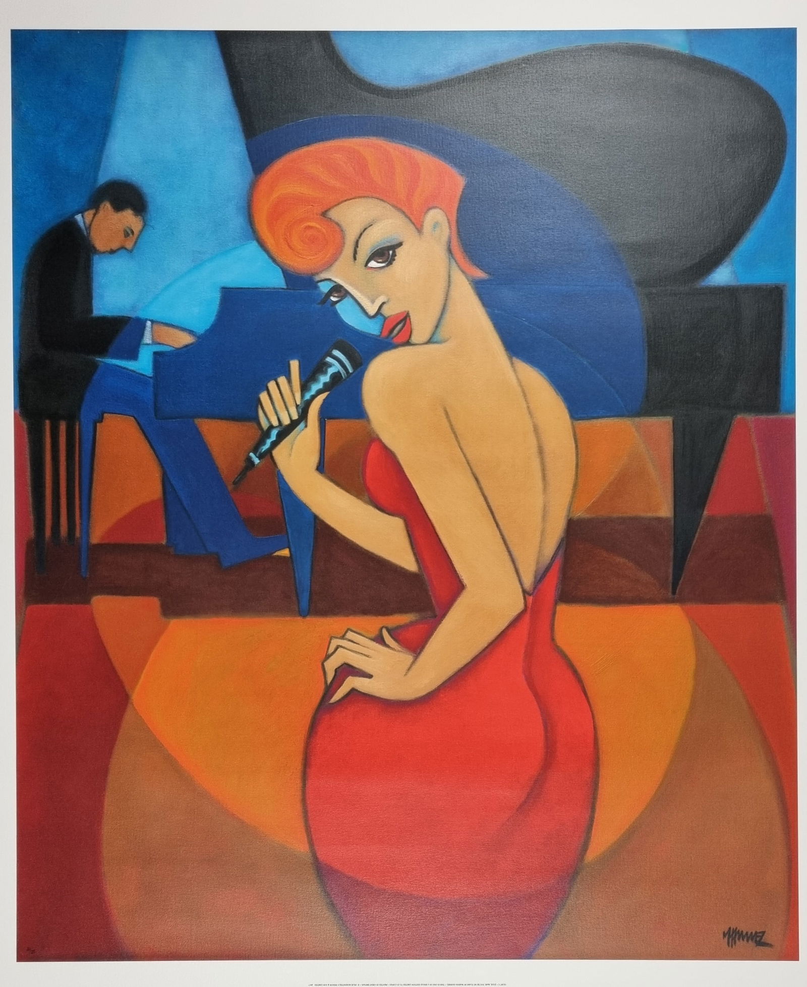 Marsha Hammel Rare Limited Edition (One of only 25 Worldwide) Signed Artist's certification.: Rare limited edition by the much loved American Jazz artist Marsha Hammel titled "Julie, Baby, You're My Flame". This Limited Edition on Canvas is one of only 25 published worldwide. It will be
