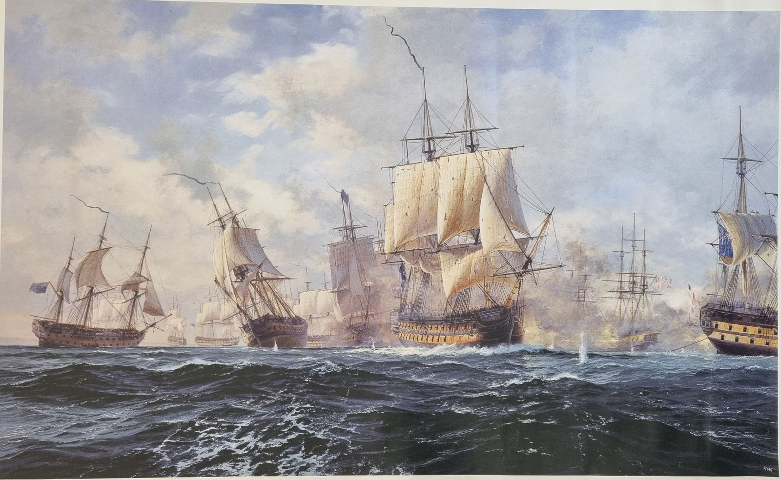 Steven Dews Limited Edition "The Battle of Copenhagen" Large Canvas: Very Large Limited edition on canvas titled "The Battle of Copenhagen" by World renowned Steven Dews who many regard as the finest living marine artist in the world. Described by Sotheby’s of