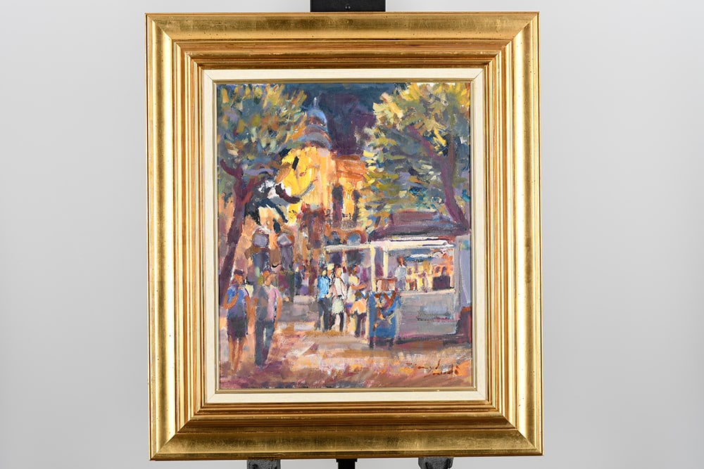 Spanish Original Oil on Canvas: 5275 - Spanish framed oil on canvas depicting a street scene. Signed in the bottom right hand corner.. H: 80cm W: 70cm D: 4cm