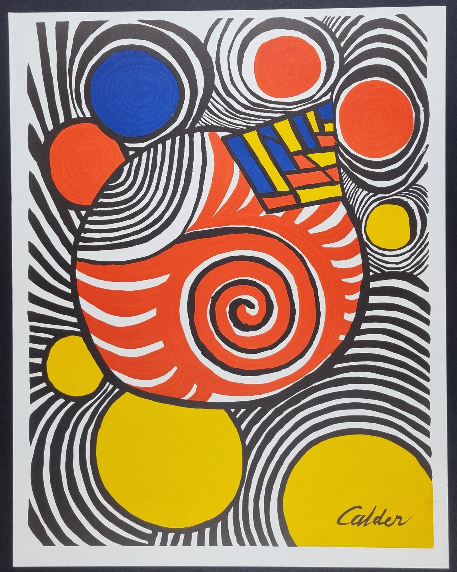 Alexander Calder (1898-1976) Lithograph "Les Travestis Du Reel": Alexander Calder (1898-1976) Lithograph titled "Les Travestis Du Reel" Signed in the plate lower right. Published by Arts Litho, Paris. Condition very good.. H: 70cm W: 54cm D: 1cm