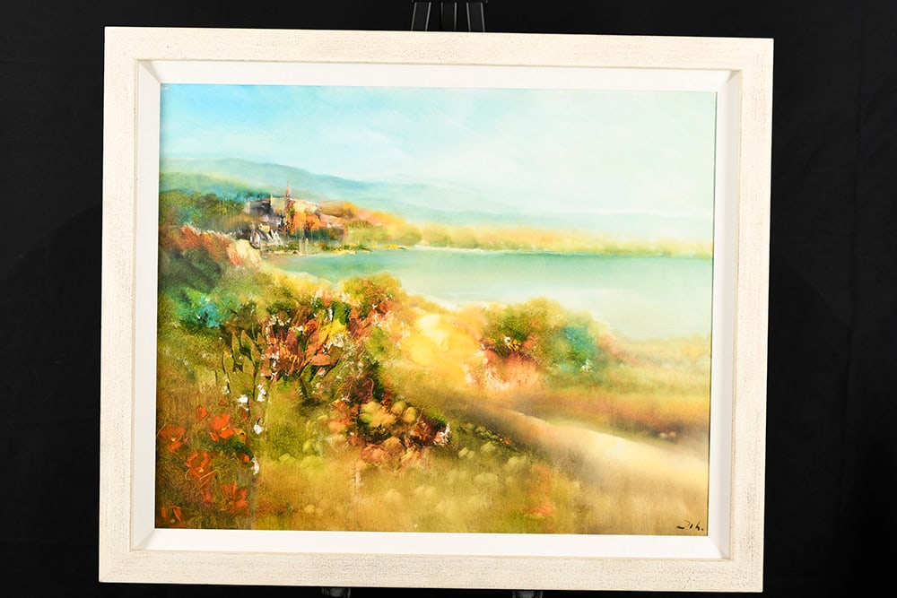 Original Painting by Giuseppe D'elia: Original painting on canvas of a landscape by Italian artist Giuseppe D'elia, title: "Paesaggio". Supplied with a replacement valuation certificate for £1650 (free of charge). Giuseppe is a land