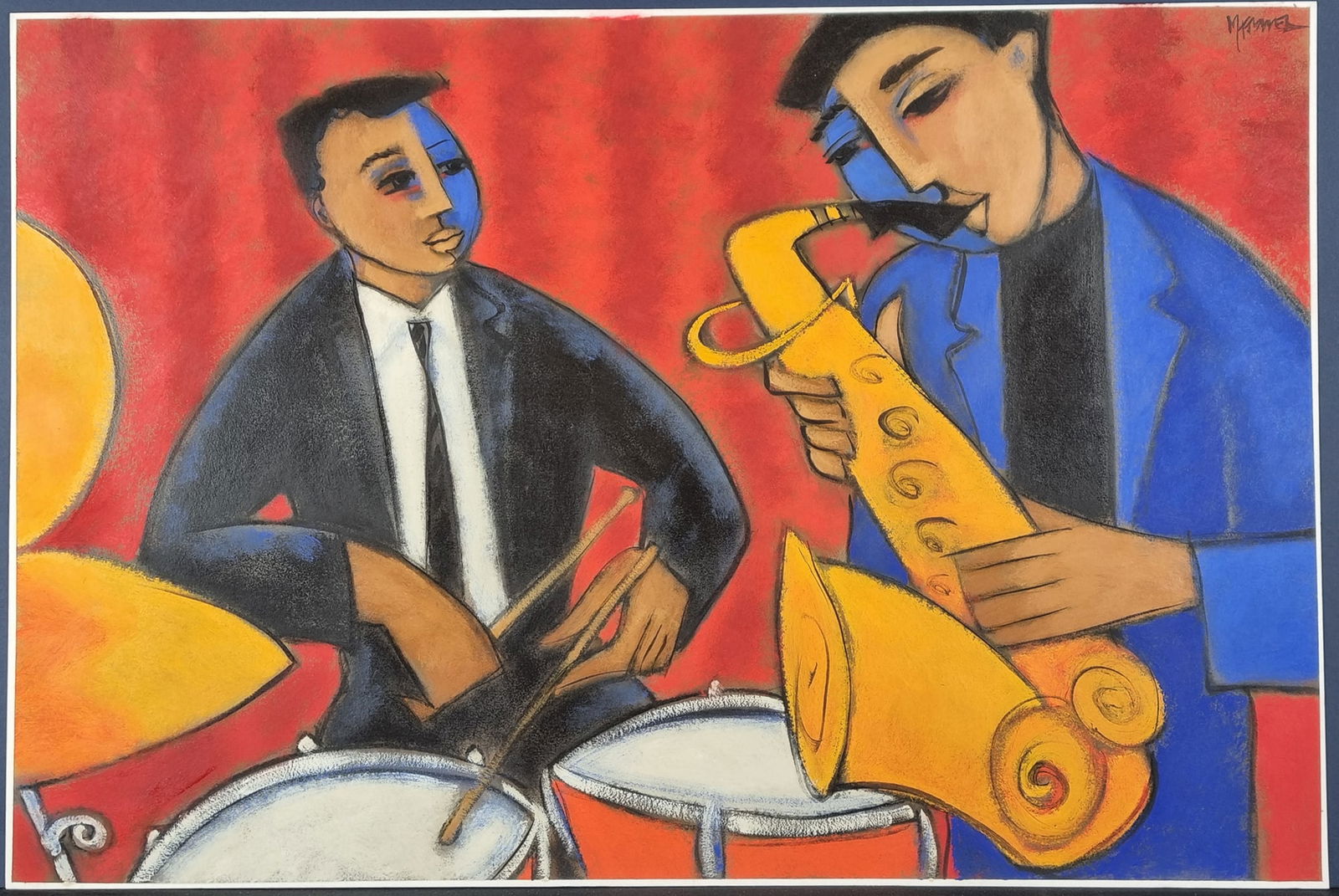 Marsha Hammel Original Oil Painting "Cabaret, Saxophone & Drums" (1 of 11)