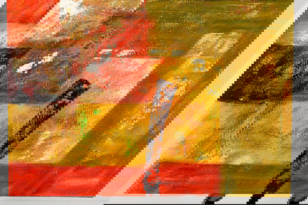 Original Abstract Painting on Canvas Board: Colourful Abstract oil on canvas board, unsigned.. H: 92cm W: 92cm D: 1cm