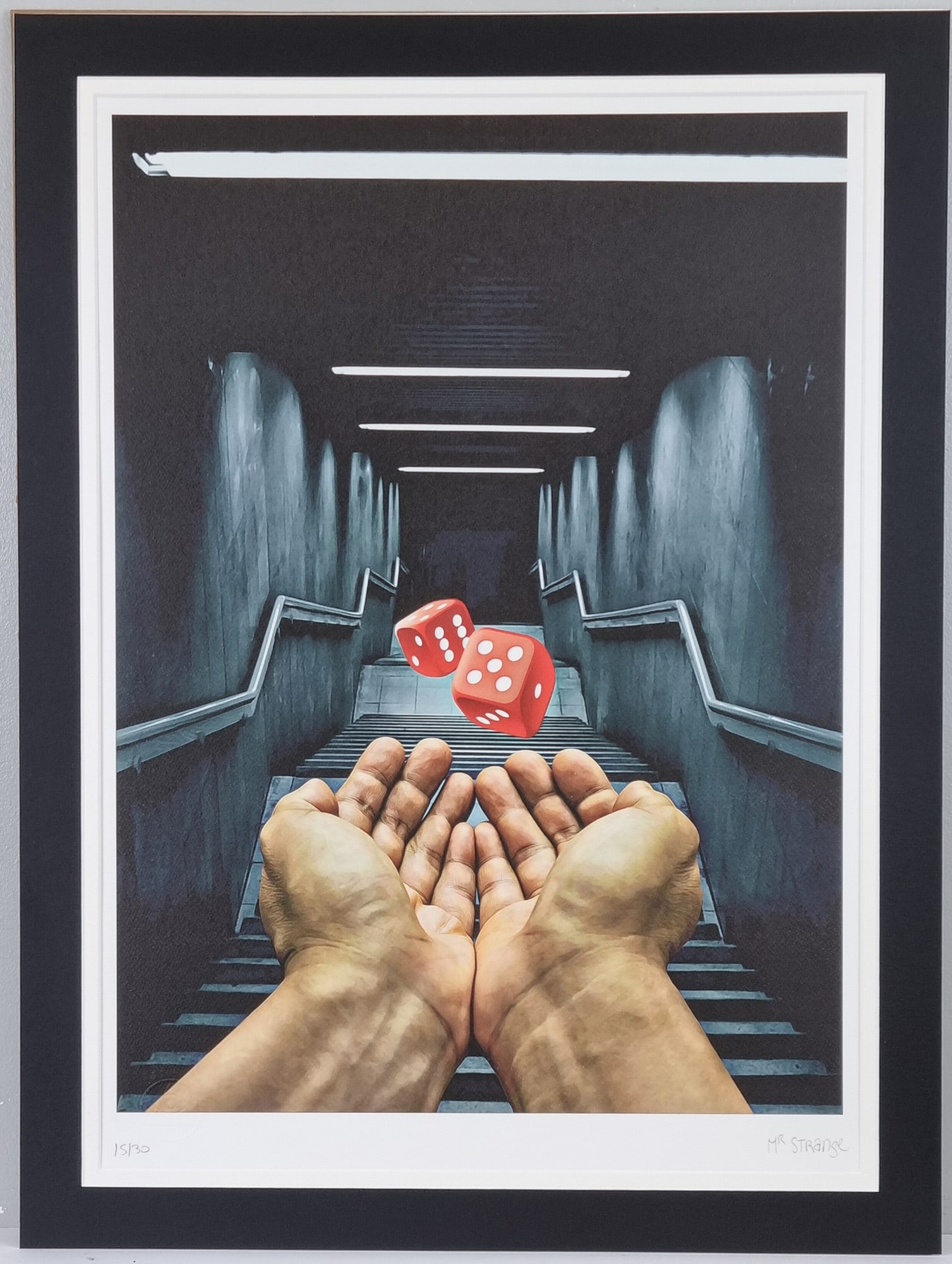 Mr Strange Signed Limited Edition: Mr Strange limited edition screenprint titled "Decent to Hell" 2019. Signed by the artist in pencil lower right, numbered in pencil lower right No.15 of only 30 published. Embossed authentication