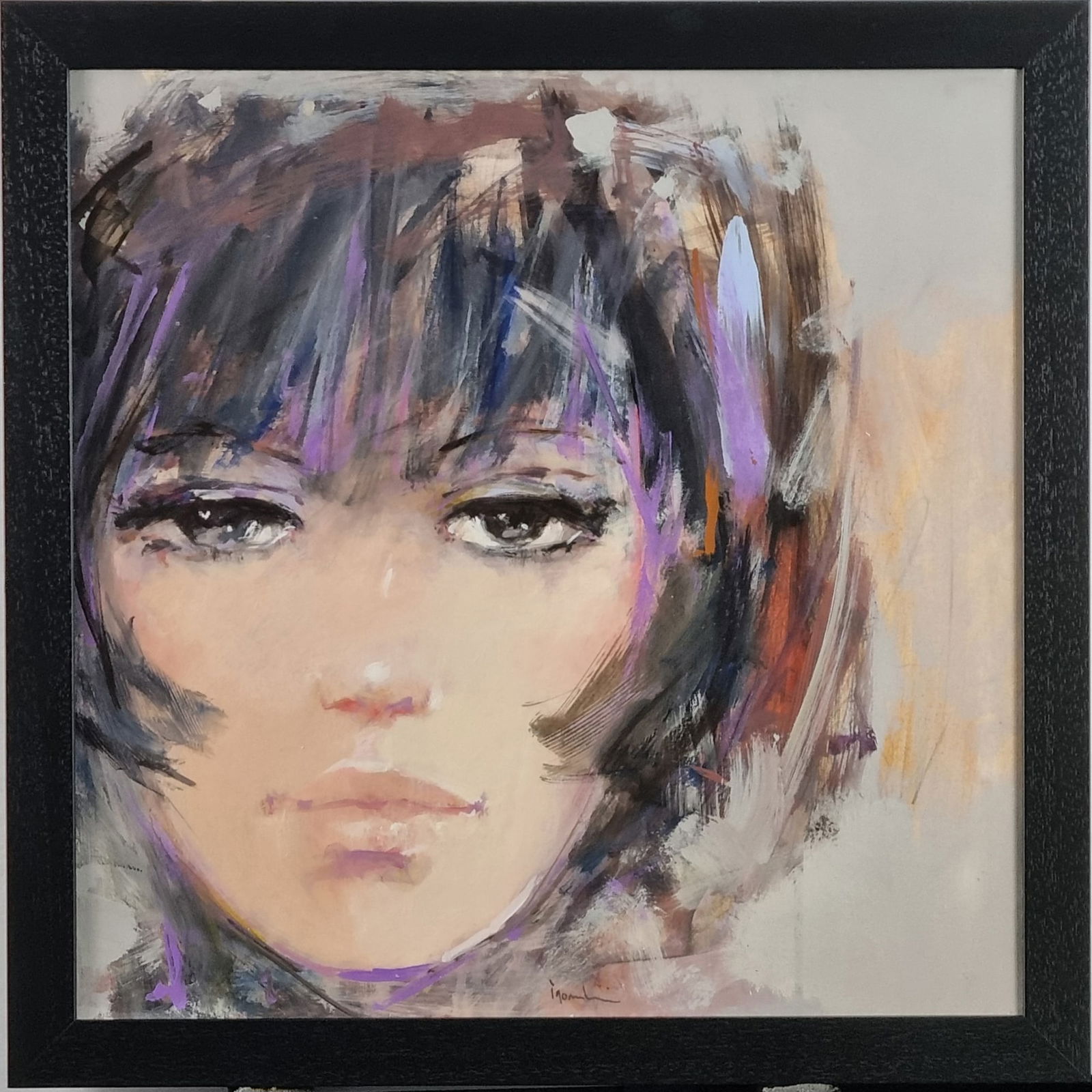 Giuliano Trombini, Original Oil on Canvas, “Pensive Lady”: Original framed oil on canvas titled “Pensive Lady” by Italian artist Giuliano Trombini. Trombini, an artist and illustrator, was born in 1953, in Tresigallo, Northern Italy. At just 17