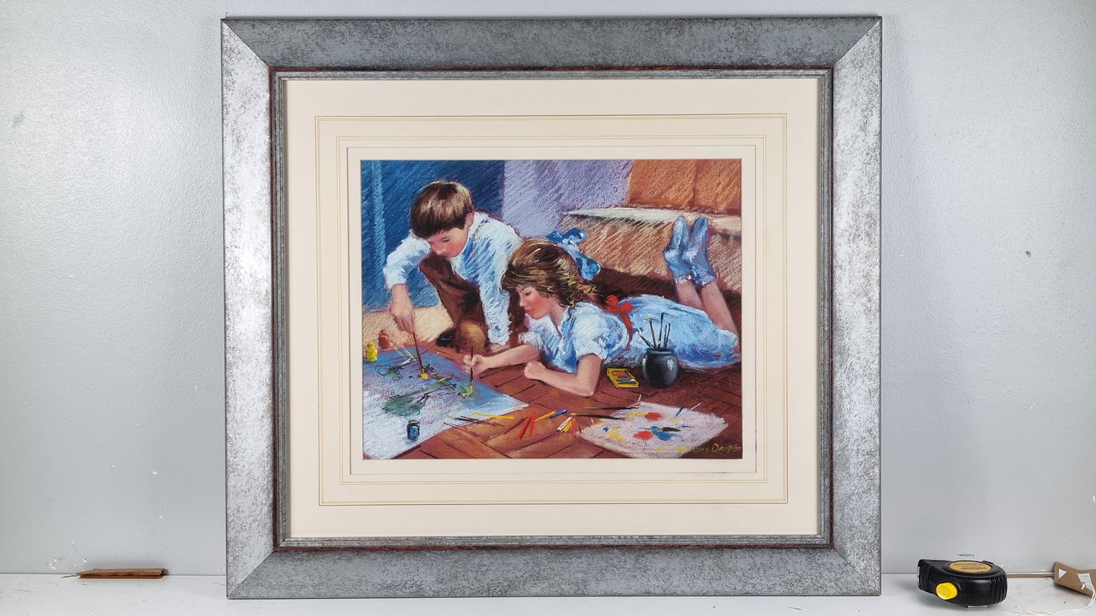 Anthony Orme (English) Original Framed Pastel.: Lovely original pastel painting by the highly respected English artist Anthony Orme titled "Budding Artists". Very nicely framed in an expensive hand made frame. A replacement valuation will be