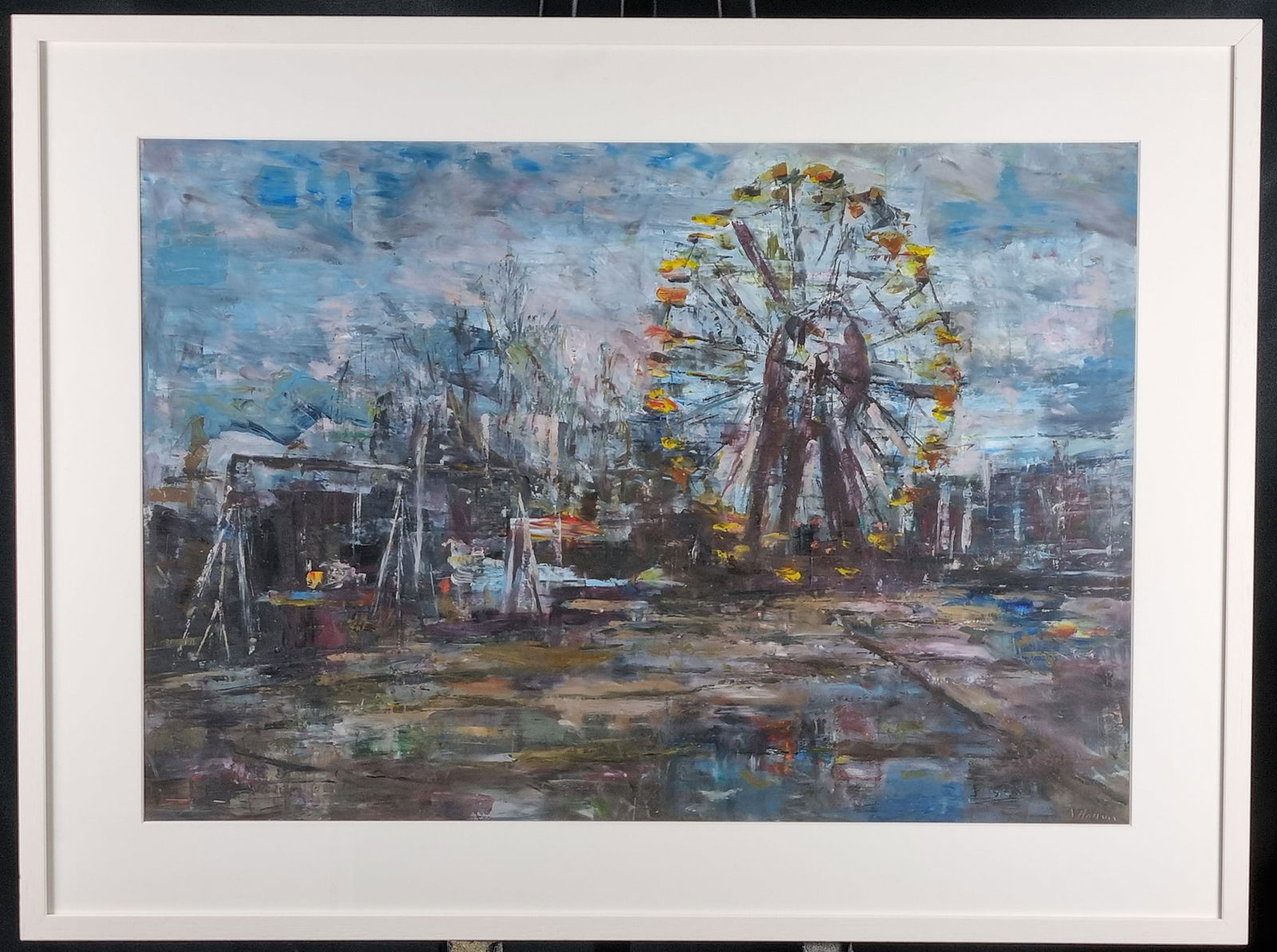 Norrie Harman, Original Oil on Primed Fabriano Paper. "Ferris Wheel". From The Pentland Experiment, (1 of 9)