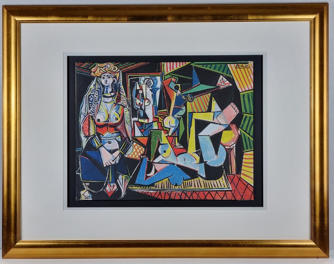 Pablo Picasso Limited Edition Titled "Femme D'Alger": This rare limited edition on silk by Pablo Picasso titled "Les Femmes D'Alger (Version O)" is one of only 85 published Worldwide. It has been framed and mounted, in excellent condition. Supplied with