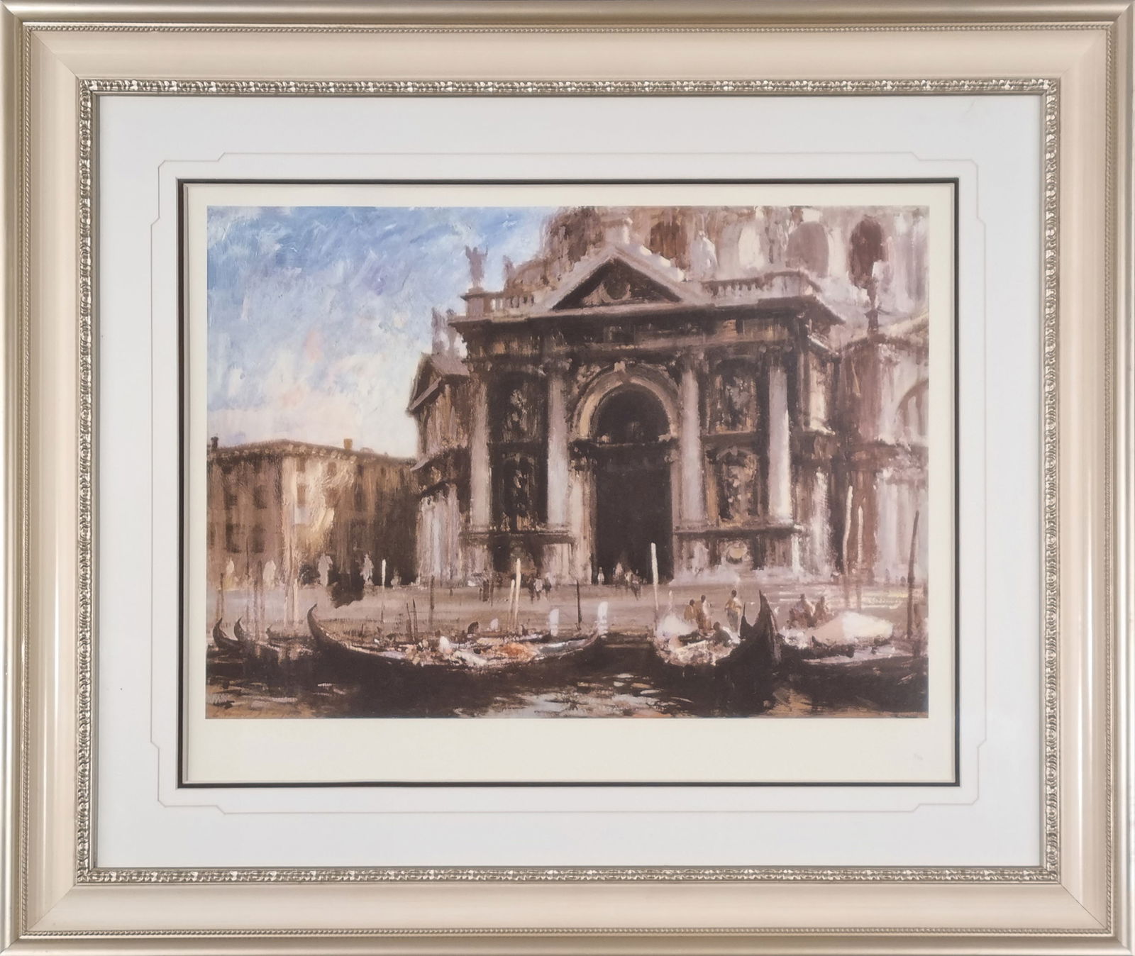 Edward Seago Rare Limited Edition: A rare limited edition by the late Edward Seago RBA, ARWS, RWS (1910-1974). Title: "Gondolas by Salute - Venice" It is one of only 50 published worldwide. Framed and mounted. Supplied with a replaceme