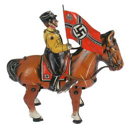 German WWII wind-up toy SS standard bearer