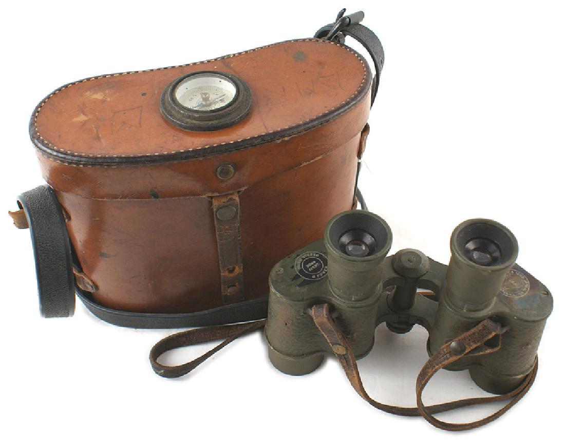 U.S. WWII Marine Corps M3 binoculars: N-087 U.S. WWII Marine Corps M3 binoculars. With a M17 case. The pre-WWII binoculars were refurbished and marked "PRISM STEREO - 8 POWER", "30 mm APERT.". Also company logo and "BAUSCH & LOMB OPTICAL 