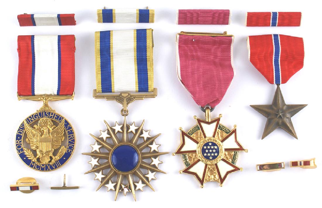 U.S. WWII Korea medal group: B-311 U.S. WWII/Korea/later - named medal group to "WILLIAM S. STONE". Includes: (1) Army Distinguished Medal - Army. Named. Slot brooch. (2) Distinguished Medal - Air Force. Second award. Named slot 