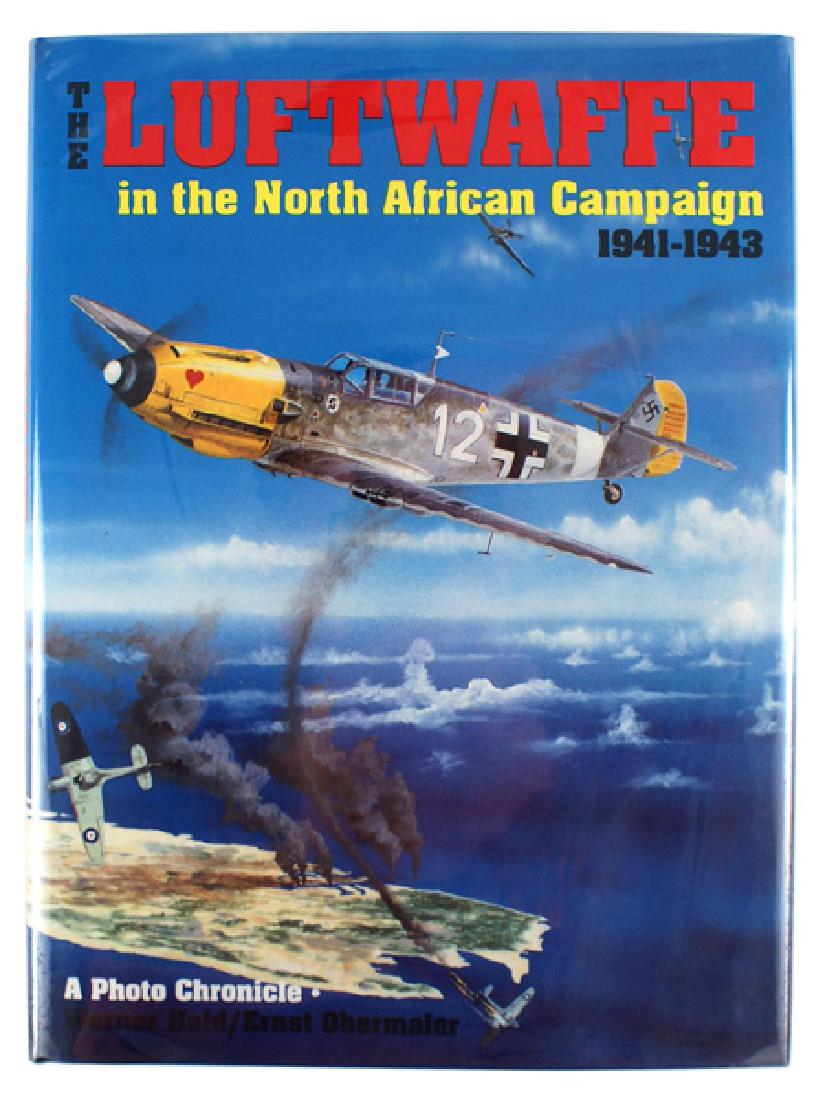 THE LUFTWAFFE NORTH AFRICA reference book: I-098 "THE LUFTWAFFE IN THE NORTH AFRICAN CAMPAIGN 1941-1943" by Werner Held and Ernst Obermaier. Published in 1992. Pictorial on the operations of the Luftwaffe. Interesting field and combat photos. 
