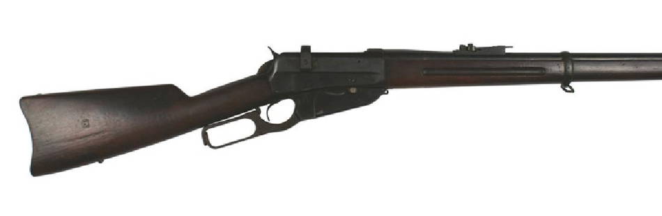 U.S. Winchester M1895 rifle: M-059 U.S. Winchester M1895 rifle. 7.62 x 54 R cal. 27.95" barrel with a frosted bore. Receiver marked "502". Dated "9-4-15". Musket style forearm and butt plate. Russian stampings on stock and receiv