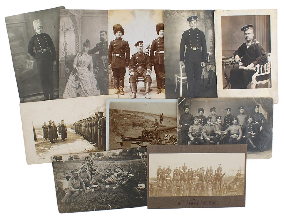 Lot of 97 Imperial Russian WWI photos: L-023 Lot of 97 Imperial Russian/WWI photos. All are post card size. A presentation of individual portraits, with comrades, group photos, officers and some photos in the field. Includes Army, Cossacks